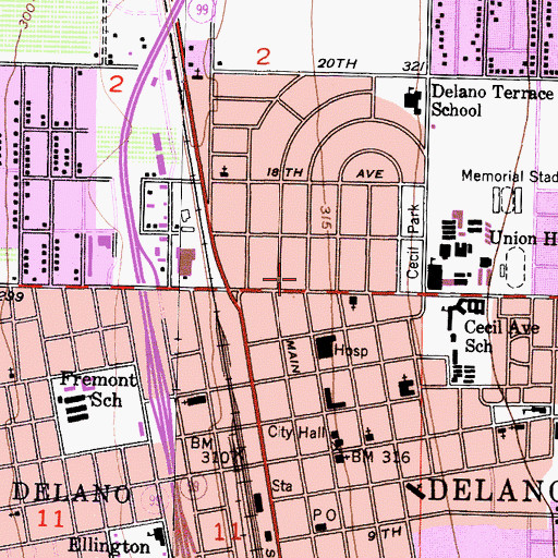 Topographic Map of Cecil Plaza Shopping Center, CA