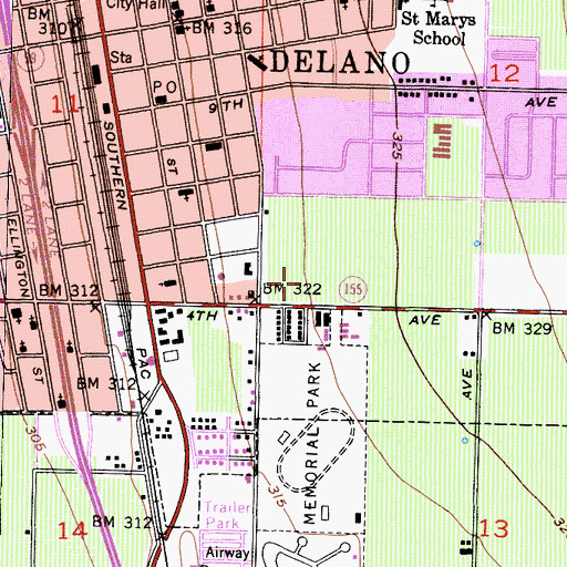 Topographic Map of Delano Regional Medical Center, CA