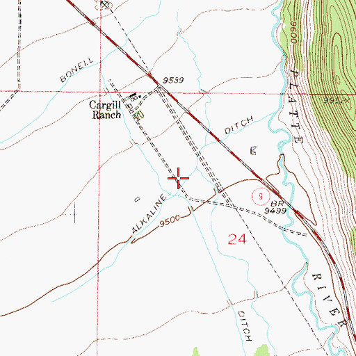 Topographic Map of Alkaline Ditch, CO