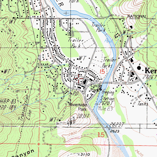 Topographic Map of Kernville Branch Kern County Library, CA
