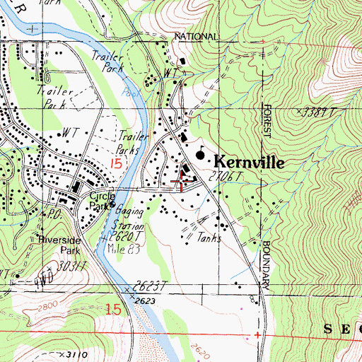Topographic Map of Kernville Chamber of Commerce, CA