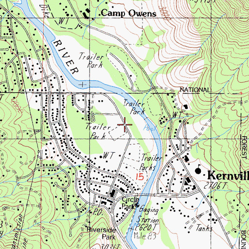 Topographic Map of Kernville Park Recreation Area, CA