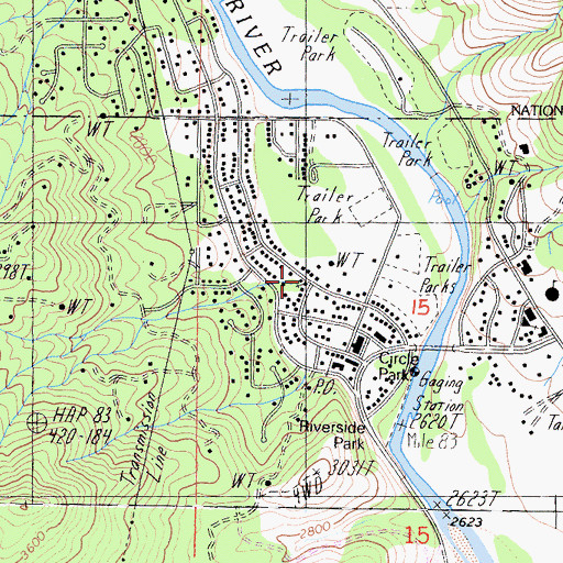 Topographic Map of Kernville United Methodist Church, CA