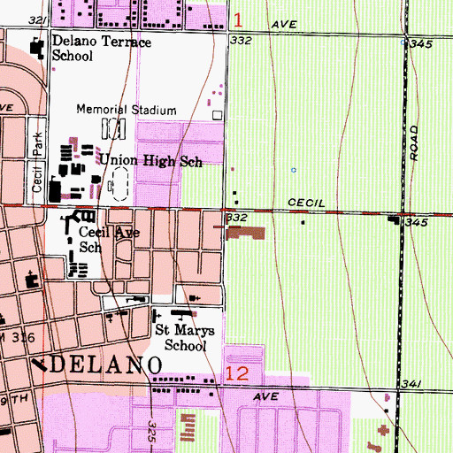 Topographic Map of Randolph Village Shopping Center, CA