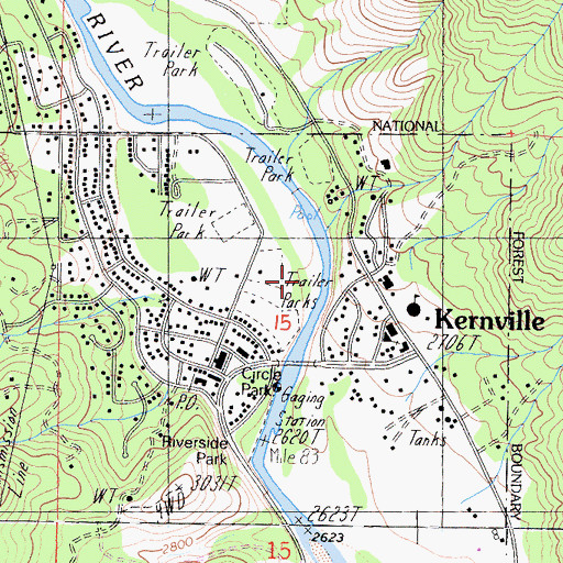 Topographic Map of River Nook Campground, CA