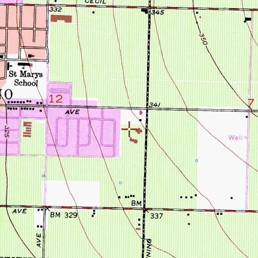Topographic Map of Browning Manor Convalescent Hospital, CA