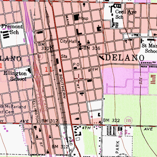 Topographic Map of Church of Christ, CA