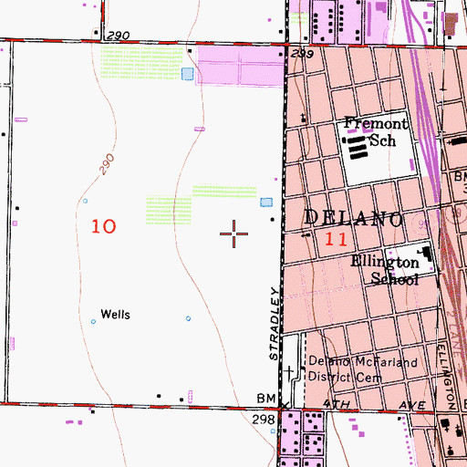 Topographic Map of Kern County Fire Department Station 37 Delano West, CA