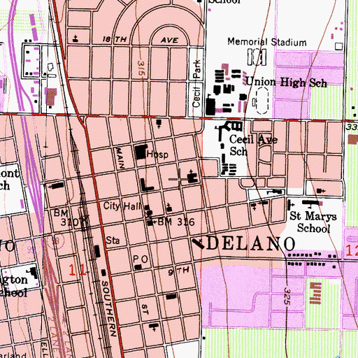 Topographic Map of First Baptist Church, CA
