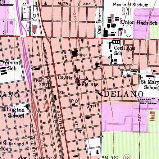 Topographic Map of First Church of Christ Scientist, CA