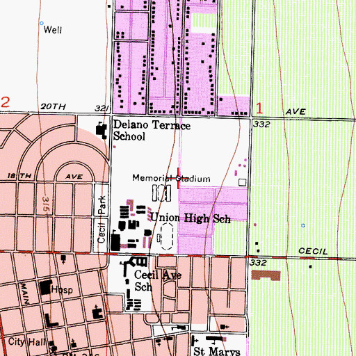 Topographic Map of Frederick Field, CA