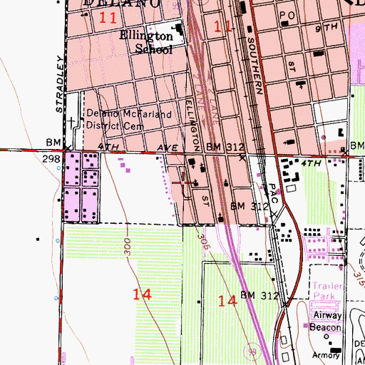 Topographic Map of Temple Bautista Belen, CA