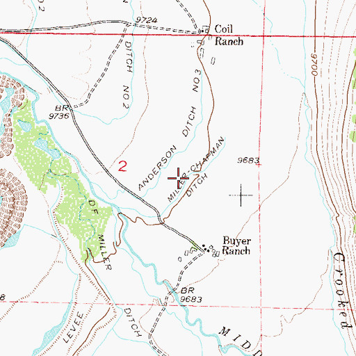 Topographic Map of Miller-Chapman Ditch, CO