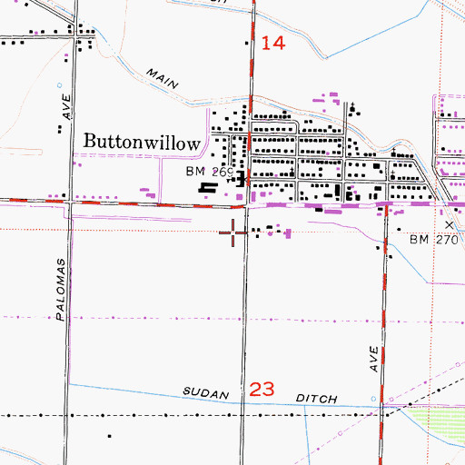 Topographic Map of Buttonwillow Branch Kern County Library, CA