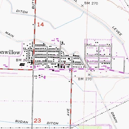 Topographic Map of Buttonwillow Community Center, CA