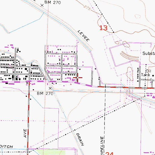 Topographic Map of Buttonwillow Park, CA