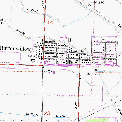 Topographic Map of Buttonwillow Post Office, CA