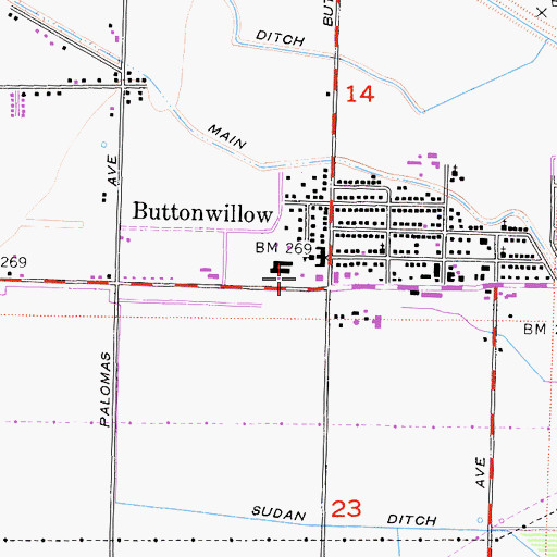 Topographic Map of Buttonwillow Union Elementary School District Office, CA