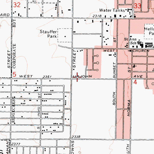 Topographic Map of Calvary Assembly of God Church, CA
