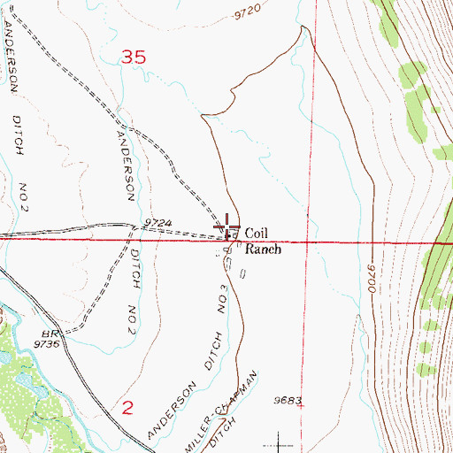Topographic Map of Coil Ranch, CO