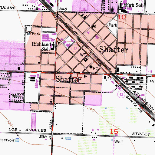 Topographic Map of First Mexican Baptist Church, CA