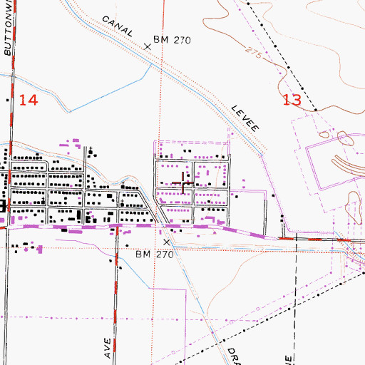 Topographic Map of First Southern Baptist Church, CA