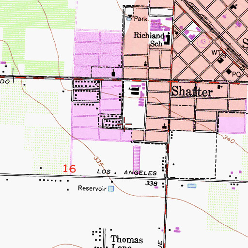 Topographic Map of Richland Park, CA