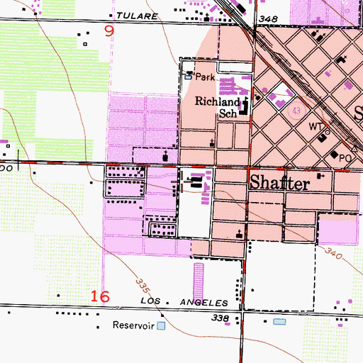 Topographic Map of Richland Primary School, CA