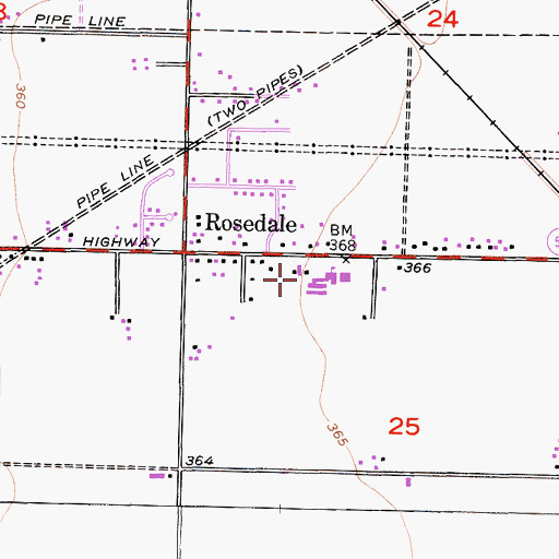 Topographic Map of Rosedale Middle School, CA