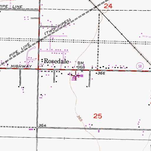 Topographic Map of Rosedale School District Office, CA