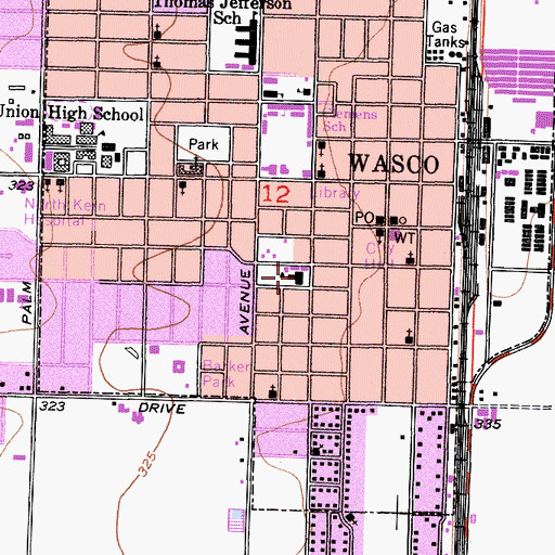 Topographic Map of Saint Johns Catholic Church, CA