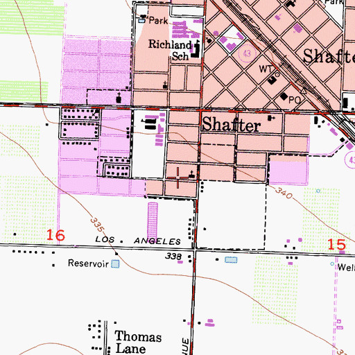 Topographic Map of Shafter Pentecostal Church of God, CA