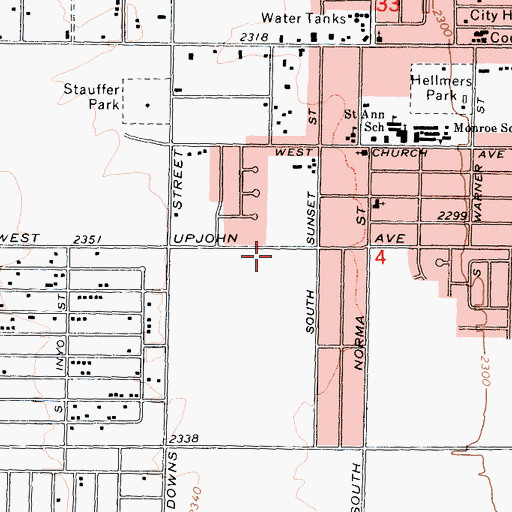 Topographic Map of True Love Baptist Church, CA