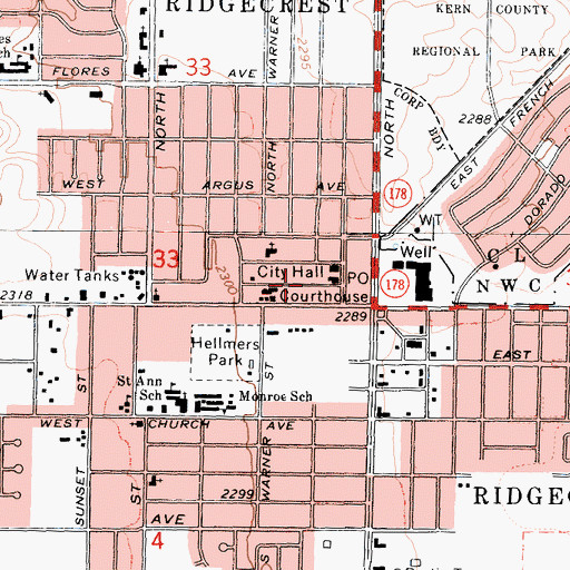 Topographic Map of United Church of Religious Science, CA