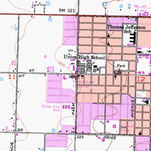 Topographic Map of Wasco Christian Church, CA