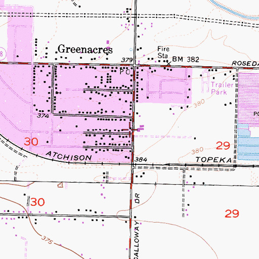 Topographic Map of Greenacres School, CA