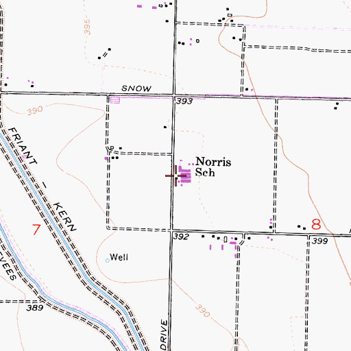 Topographic Map of Norris Middle School, CA