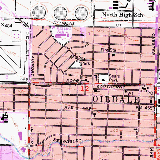 Topographic Map of Norris Road Christian Church, CA
