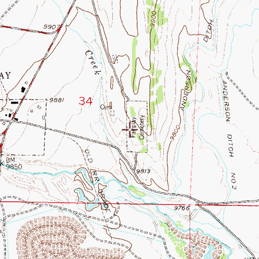 Topographic Map of Fairplay Cemetery, CO