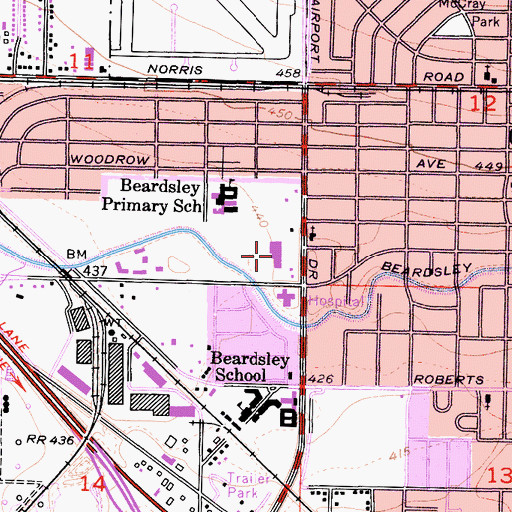 Topographic Map of Oildale Shopping Center, CA