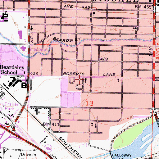 Topographic Map of Sunshine Full Gospel Church, CA