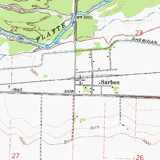 Topographic Map of Sarben Post Office (historical), NE