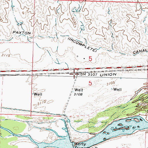 Topographic Map of Korty, NE