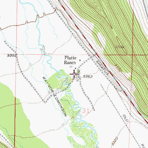 Topographic Map of Platte Ranch, CO