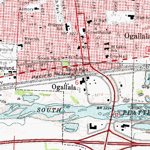 Topographic Map of Ogallala, NE