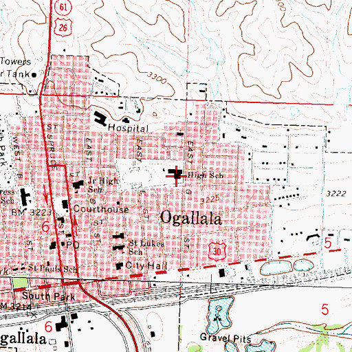 Topographic Map of Ogallala High School, NE