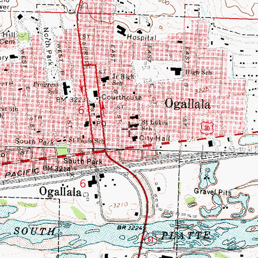 Topographic Map of Ogallala Volunteer Fire Department, NE