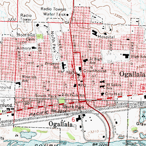 Topographic Map of Keith County Sheriff, NE