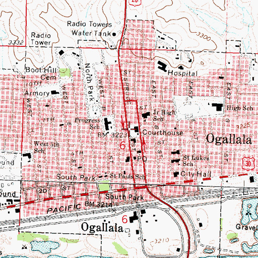 Topographic Map of Keith County Courthouse, NE