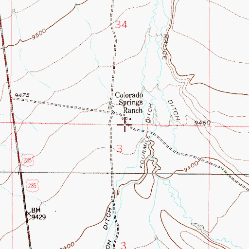 Topographic Map of Colorado Springs Ranch, CO